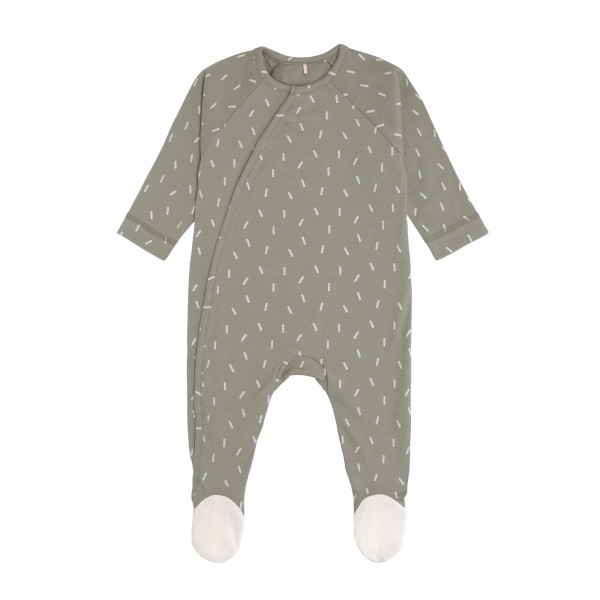  Pyjama mit Füßen / Strampler olive Sprenkel - Lässig