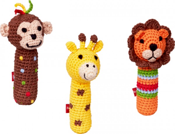  Minirassel (Affe, Giraffe, Löwe) BabyGlück (verschiedene Designs, 1 Stück)
