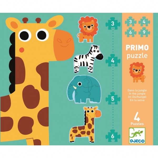  Primo Puzzle Im Dschungel (4x 3-6 Teile) - DJECO