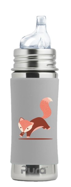  Pura Kiki Trinklernflasche 325ml mit Sleeve grau Fuchs