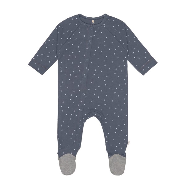  Pyjama mit Füßen / Strampler blau Dreiecke - Lässig