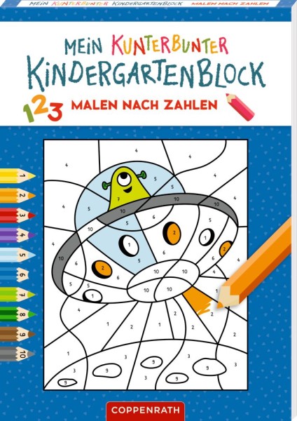  Mein kunterbunter Kindergartenblock 4+ Malen nach Zahlen (Weltall)