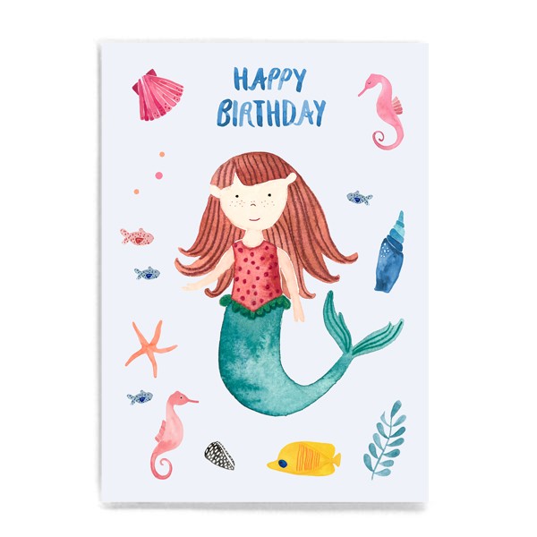  Postkarte "Happy Birthday" (Meerjungfrau) - Frau Ottilie