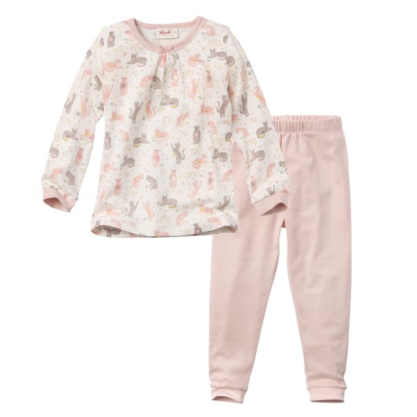  Kinder-Pyjama rosa/weiß Katzen - People Wear Organic