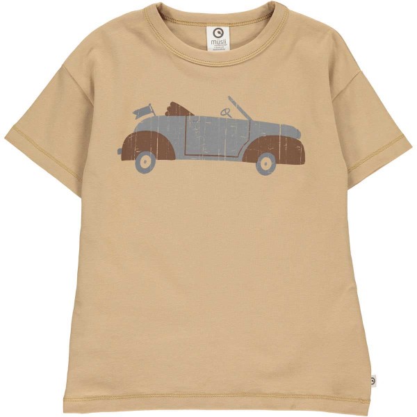  Kinder-T-Shirt hellbraun Auto - müsli
