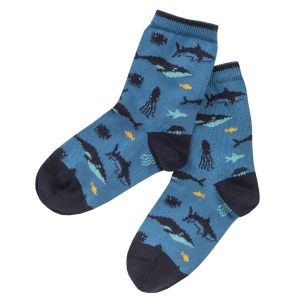  Socken GOTS blau Unterwasserwelt