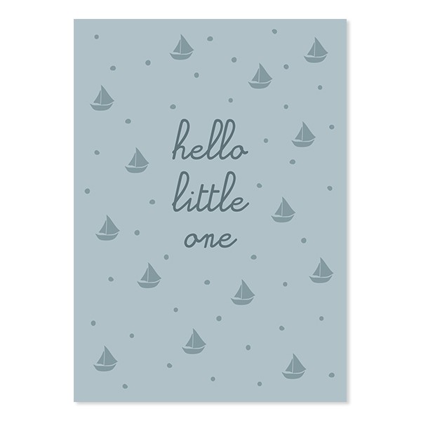  Postkarte puderblau "hello little one" - Ava & Yves