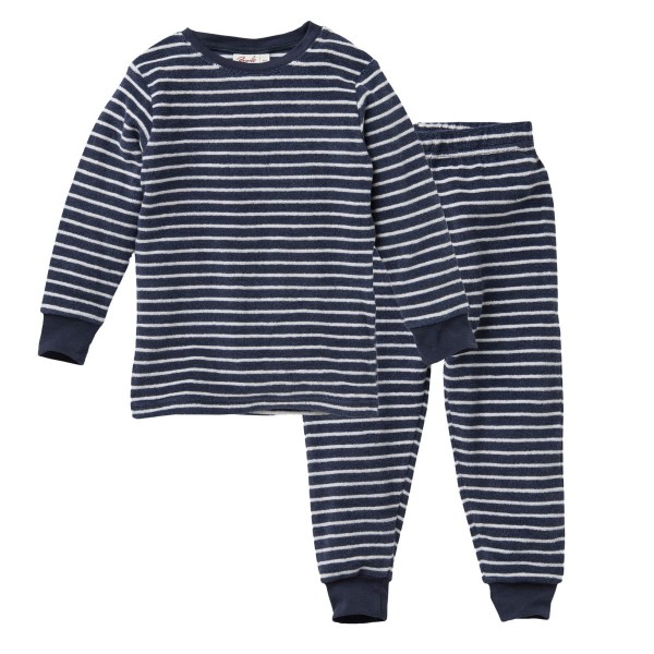  Kinder-Pyjama Frottée blau geringelt - People Wear Organic