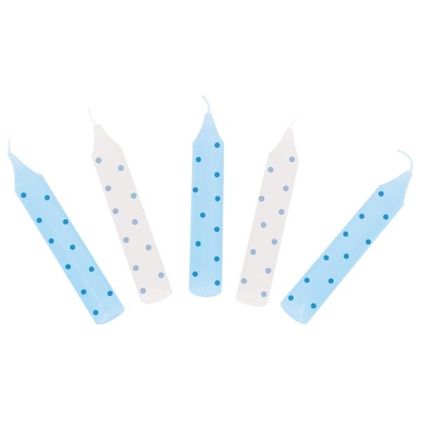  Geburtstagskerzen blau/weiß gepunktet 10 Stück - Goki