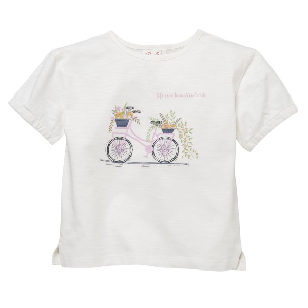  Kurzarm-Shirt weiß mit Fahrrad GOTS - People Wear Organic