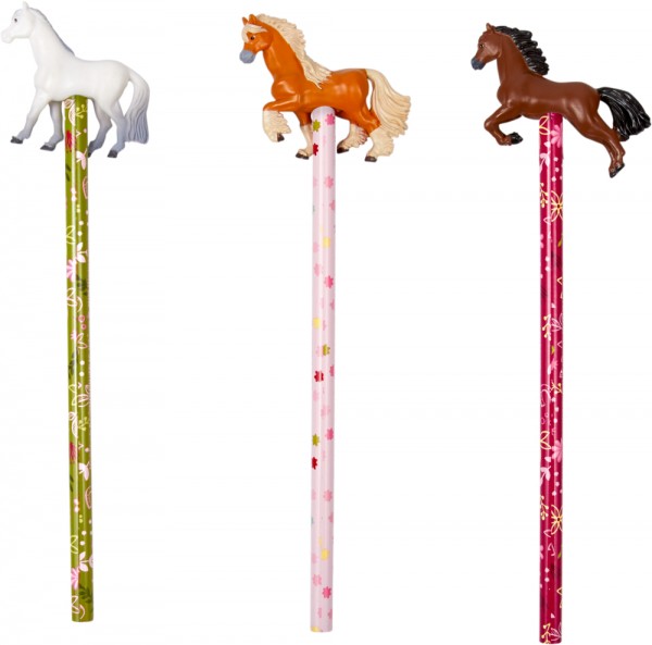  Bleistift mit Topper Pferdefreunde (1 Stück, verschiedene Designs)