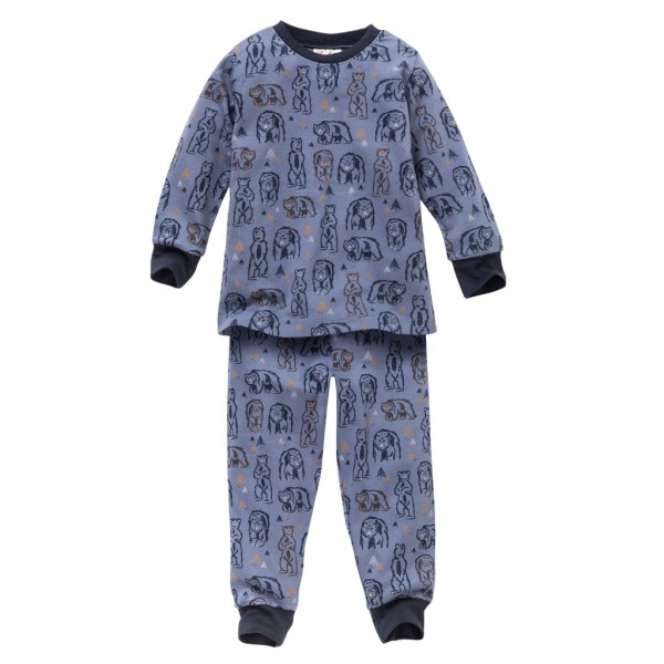  Pyjama GOTS rauchblau, AOP Grizzly