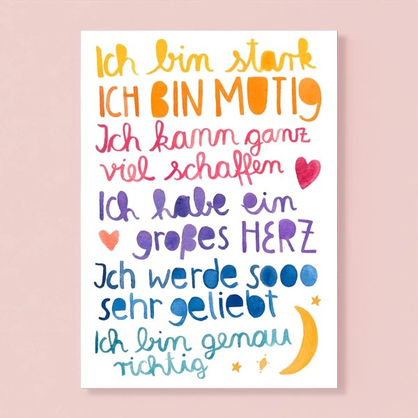  Postkarte "Affirmation" (Ich bin stark...) - Frau Ottilie