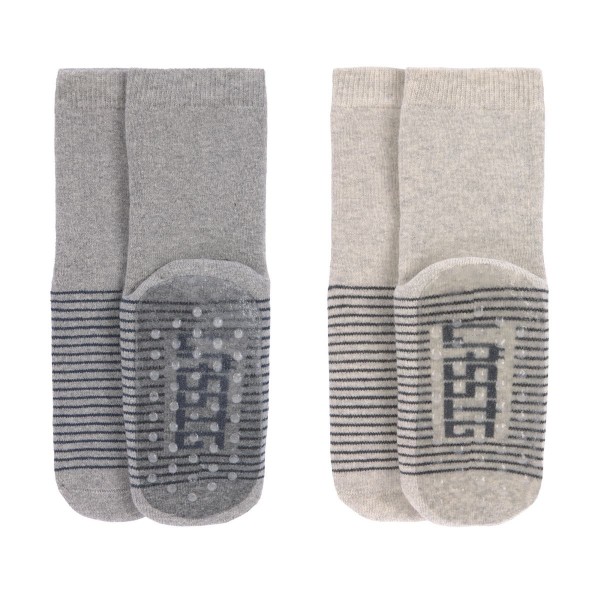  Kinder Antirutsch-Socken (2er-Pack) grau/beige - Lässig
