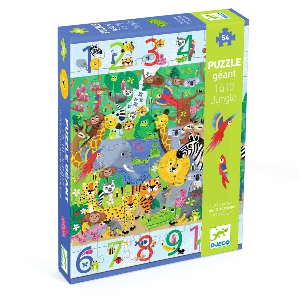  Bodenpuzzle 1 bis 10 Dschungel (54 Teile) - Djeco