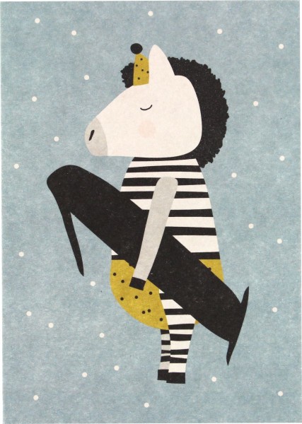  Postkarte Zahl 1 Zebra - Ava & Yves