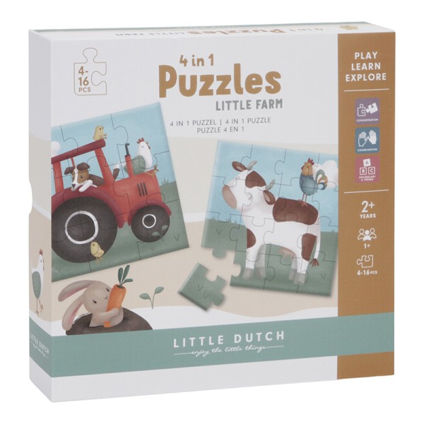  4 in 1 Puzzle-Set Little Farm - Little Dutch