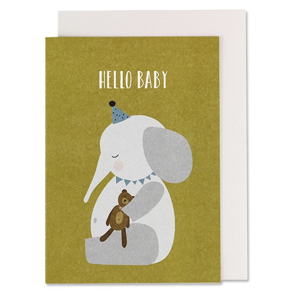  Klappkarte Elefant mit Teddy – Hello Baby - Ava & Yves