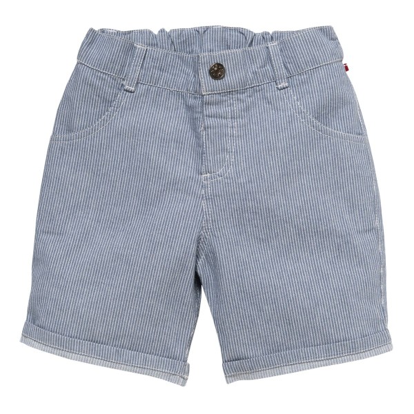 Bermuda-Shorts jeansblau gestreift GOTS - People Wear Organic