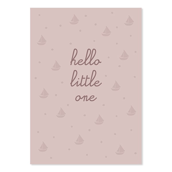  Postkarte rosa "hello little one" - Ava & Yves