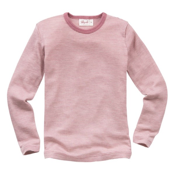  Wolle-Seide Langarm-Shirt GOTS rosa geringelt