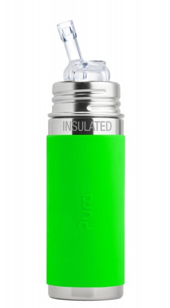  Pura Kiki Strohhalmflasche ISOLIERT 260ml mit Sleeve grün