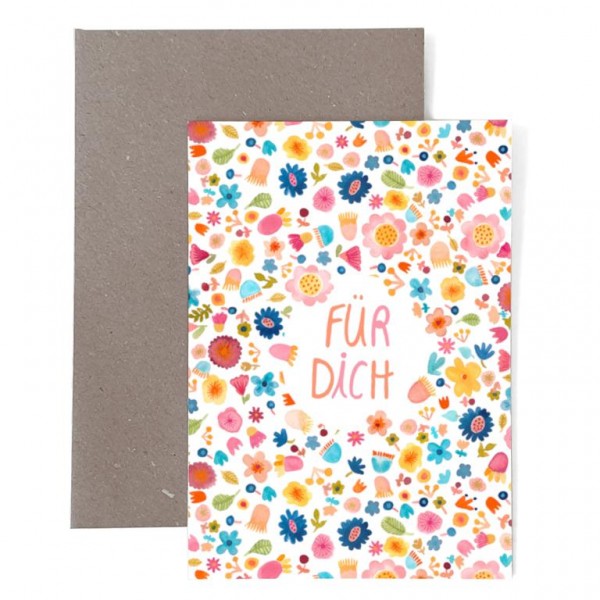  Grußkarte "Für dich" (Blumen) - Frau Ottilie