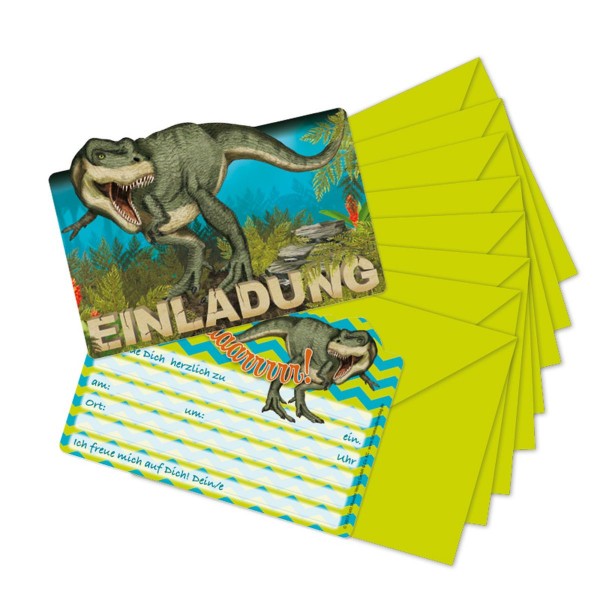  Stanzkarte Einladungs-Set T-Rex Dinosaurier 16-teilig - Lutz Mauder Verlag