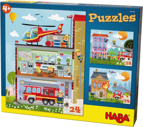  HABA Puzzles Kleine Feuerwehr (3 x 24 Teile) 304186