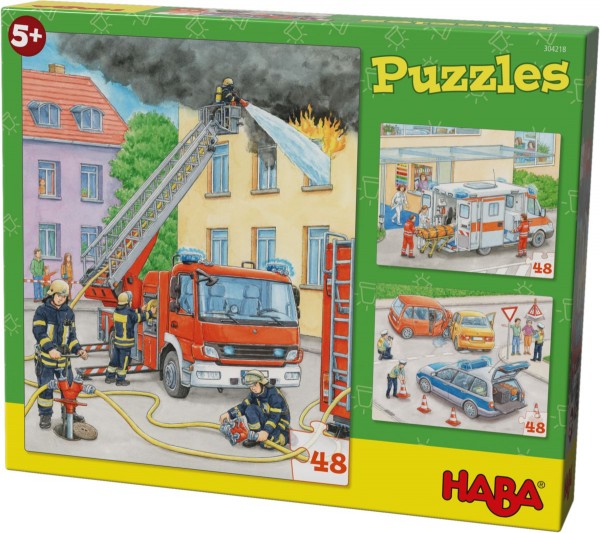  HABA Puzzles Einsatzfahrzeuge (3 x 24 Teile) 304218