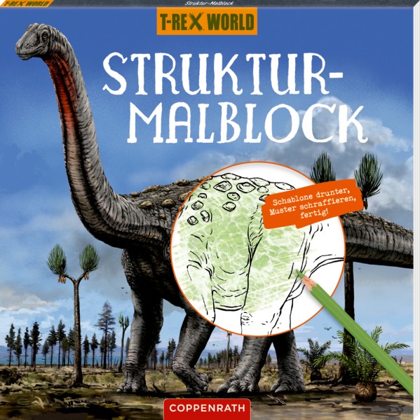  Struktur-Malblock 6+ (mit Schraffur-Schablone) T-Rex World