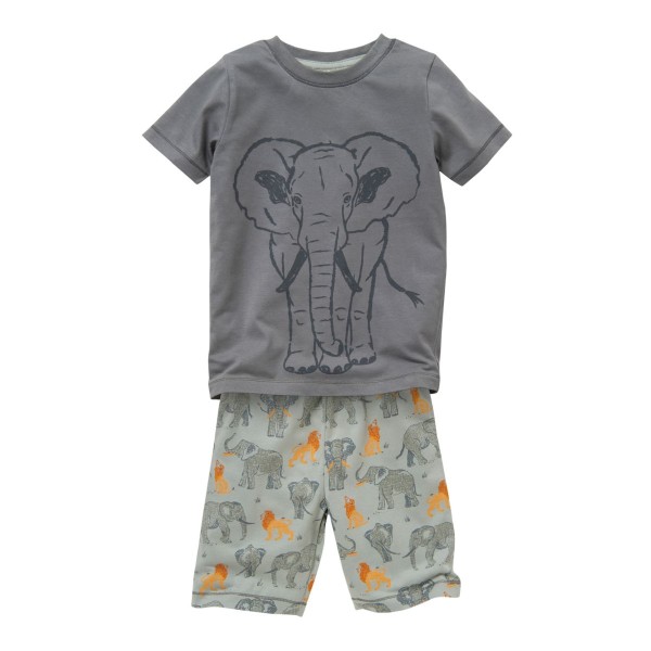  Pyjama kurz GOTS grau mit Elefant - People Wear Organic