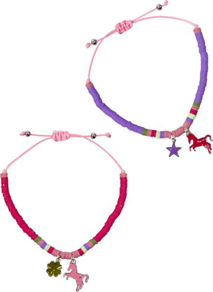 Armband Pferdefreunde mit bunten Disc-Perlen (1 Stück, verschiedene Designs)