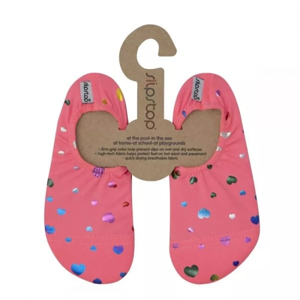  Slipstop Kinder Antirutsch-Schuhe / Badeschuhe ''Betty Junior'' pink mit Herzen