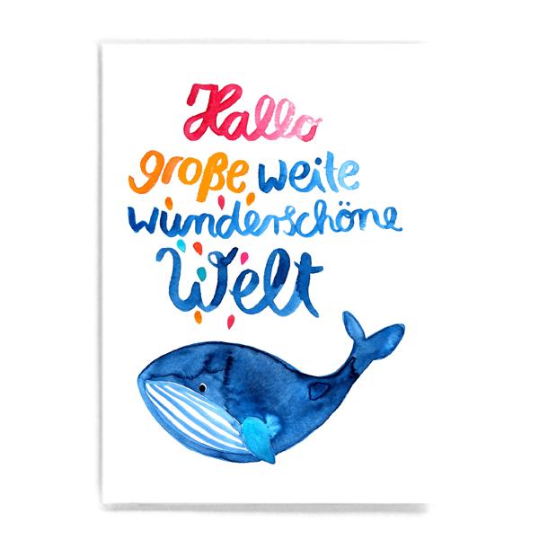 Postkarte "Hallo große, weite wunderschöne Welt" - Frau Ottilie