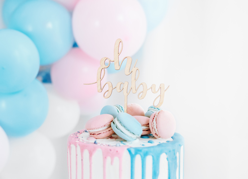 Caketopper aus Holz "Oh Baby"  - Party Deco
