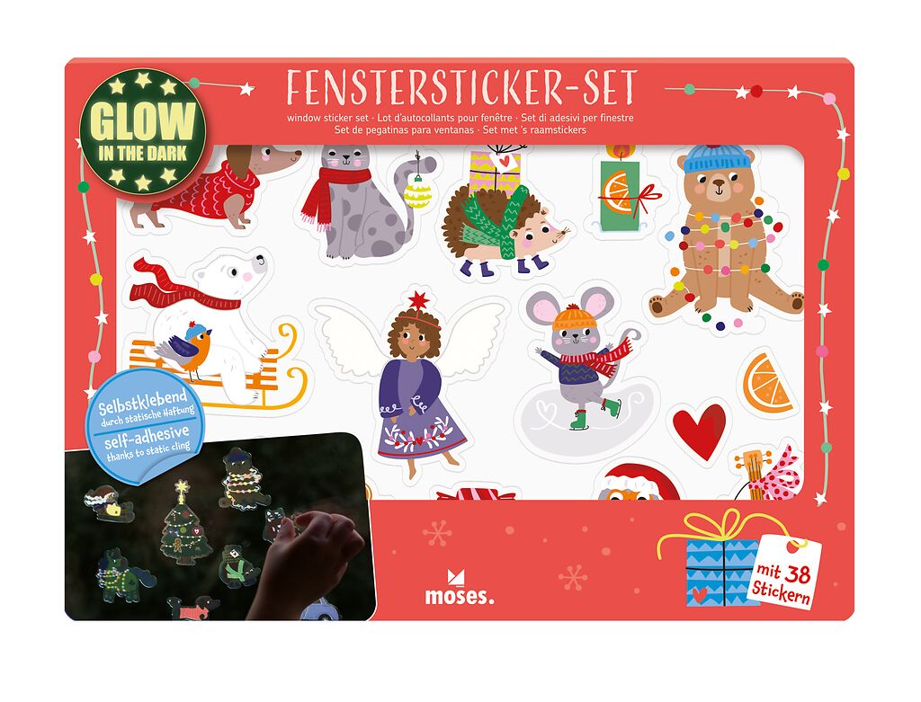 Nachtleuchtendes Fenstersticker-Set Weihnachten