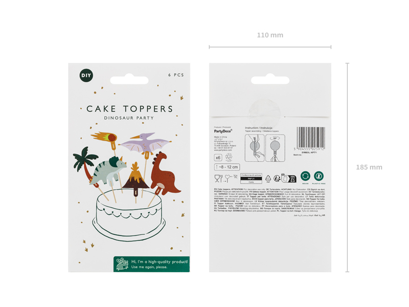 Caketopper Dinosaurier (6 Stk.) - Party Deco
