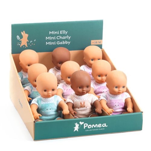 POMEA Puppe Mini Poppy, Charly & Gabby - Djeco (verschiedene Designs, 1 Stück)