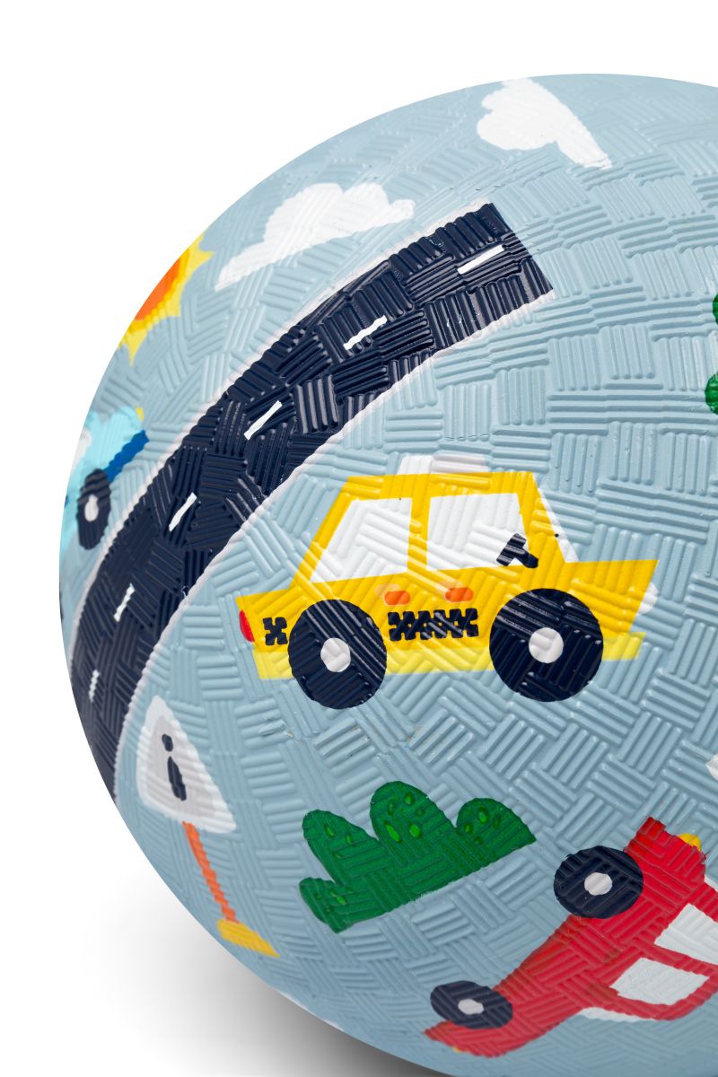Kinder Spielball Naturkautschuk 13cm Fahrzeuge hellblau -Little L