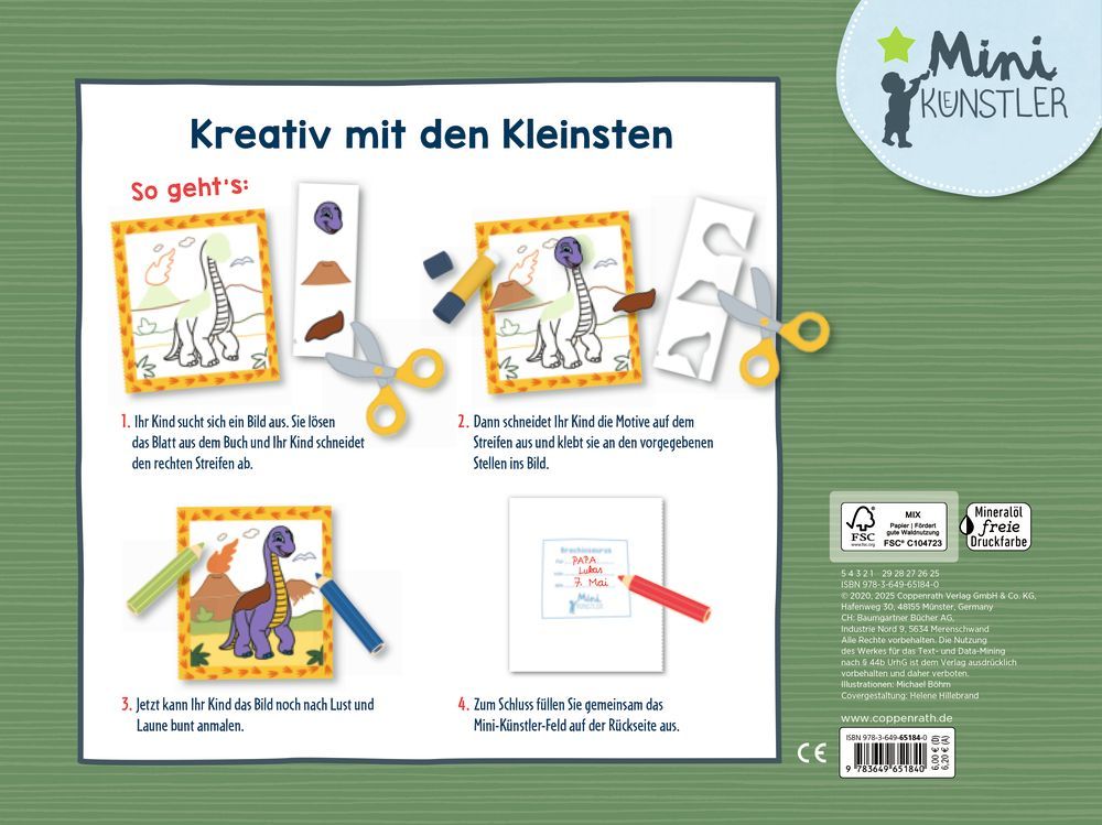 Mein 1.Dino-Bastelbuch: Schneiden, kleben, malen (Mini-Künstler)