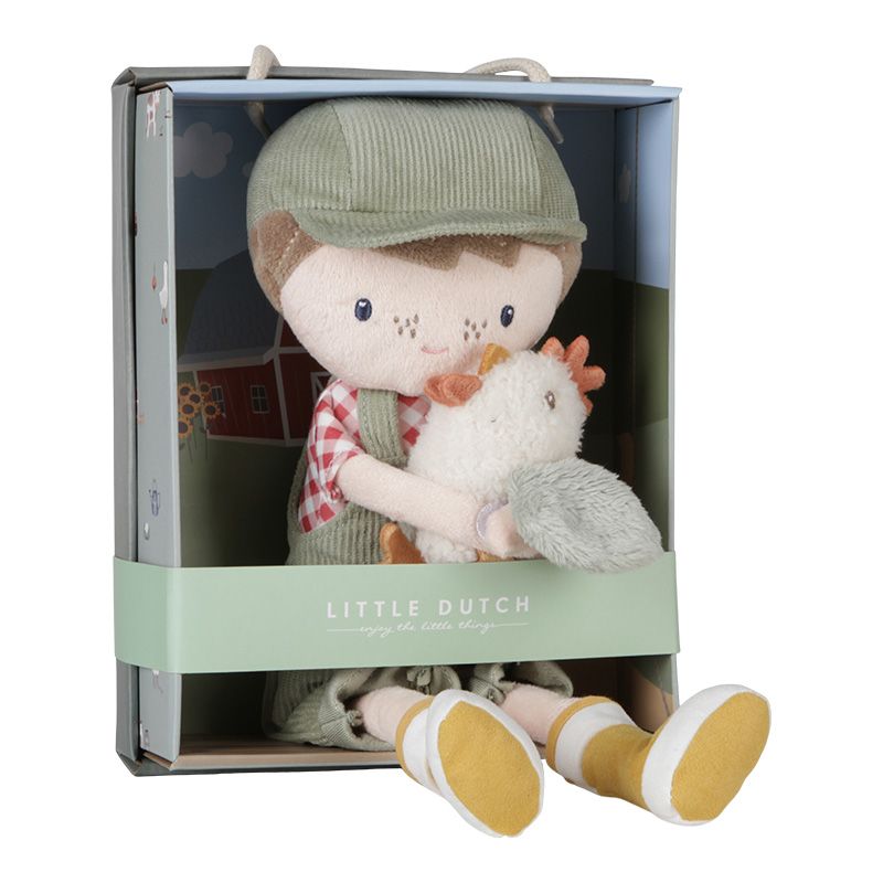 Kuschelpuppe Jim mit Huhn 35 cm Little Farm - Little Dutch