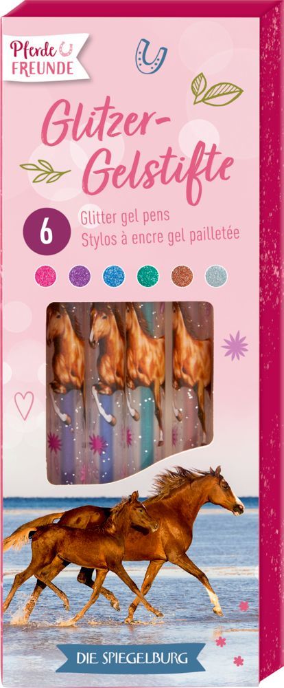 Glitzer-Gelstifte (6 Stück) - Pferdefreunde