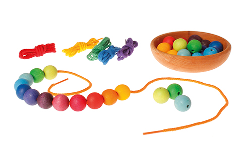 Regenbogen-Schnüre für Fädelspiele (6 Stück) - Grimm's 10319