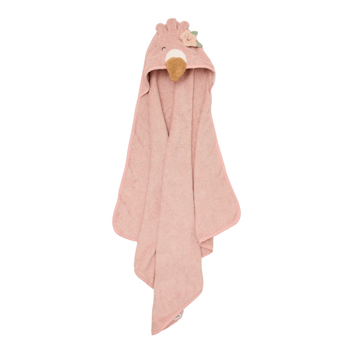 Badetuch 100x100cm mit Kapuze Flamingo rosa - Little Dutch