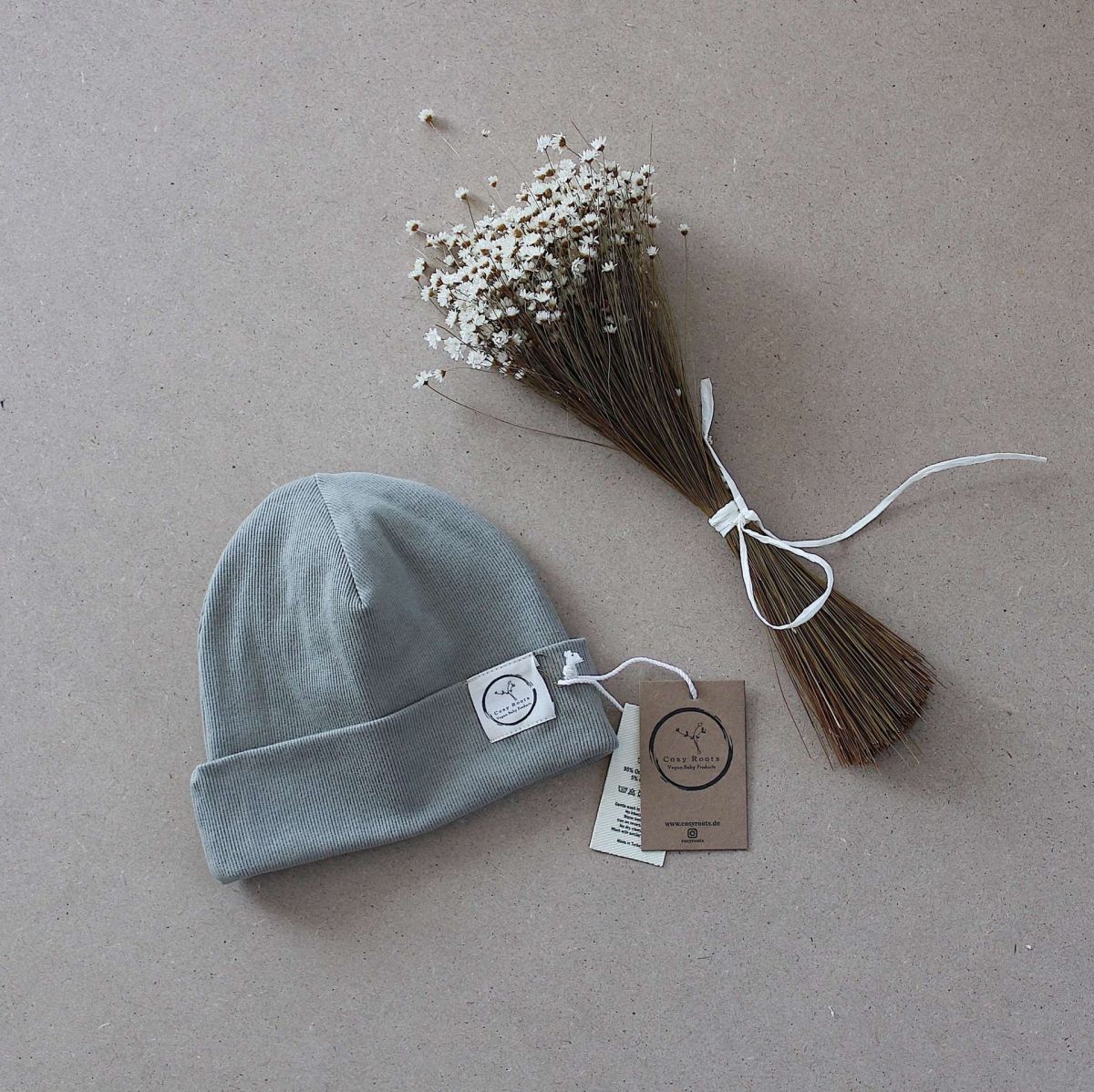 Beanie khakifarben GOTS - ab 46 cm