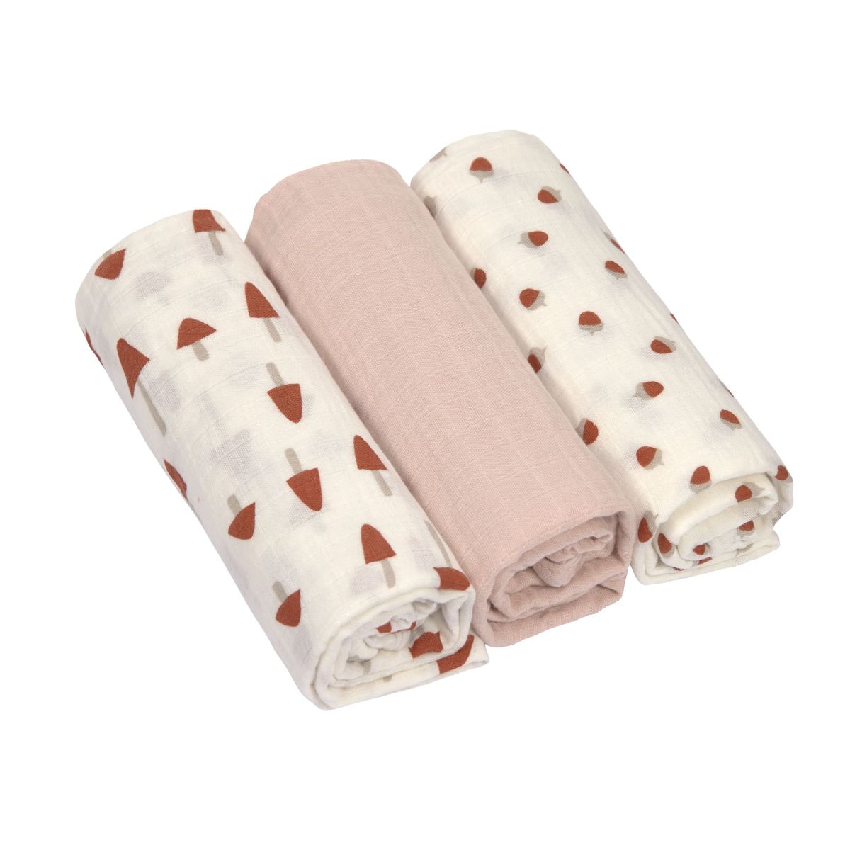 Mulltücher 85x85 cm Little Forest powder pink (3er Pack) - Lässig