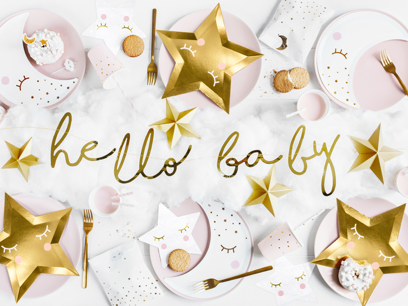 Girlande Little Star "Hello Baby" gold - Party Deco