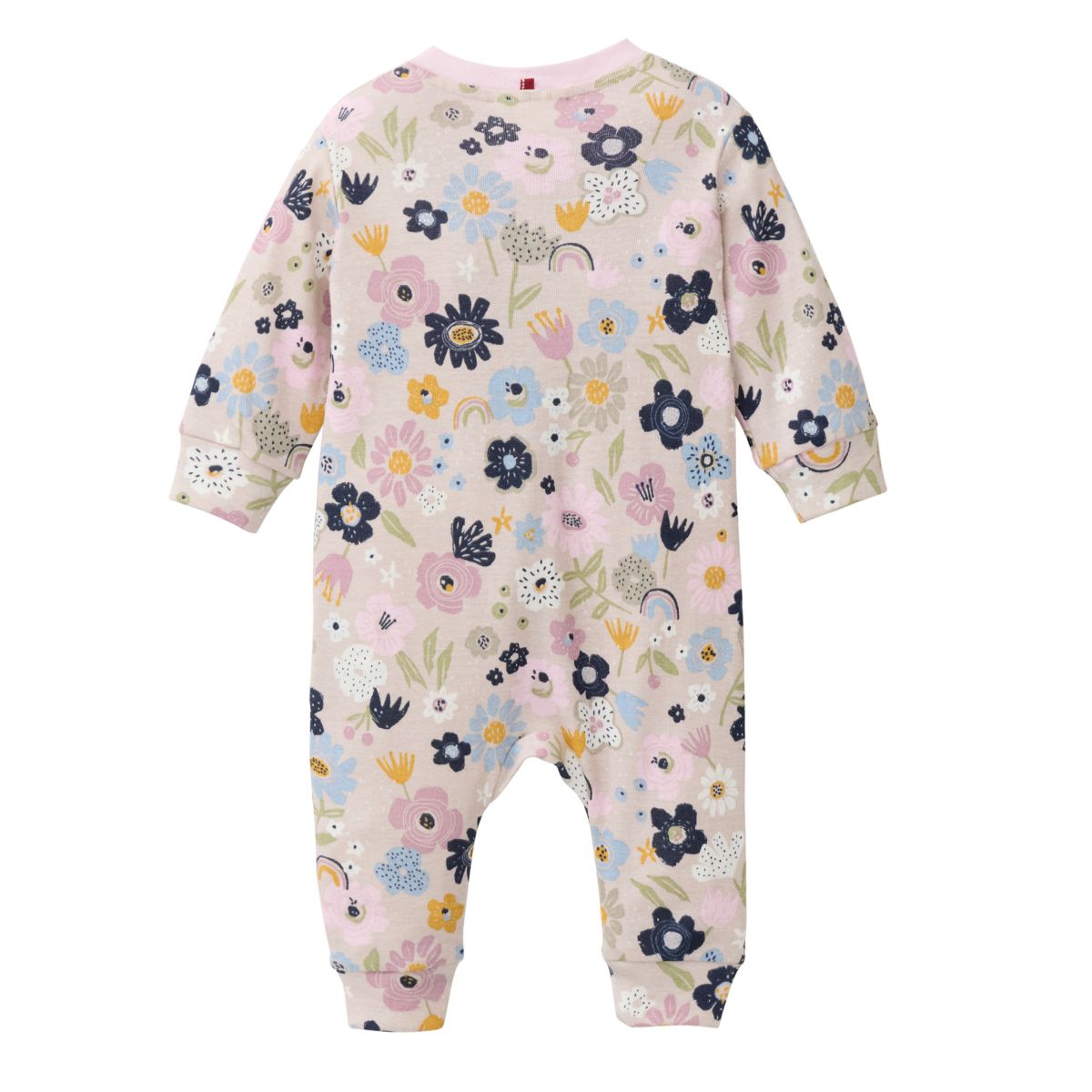 Langarm Overall blassrosa Blüten GOTS - 74-80