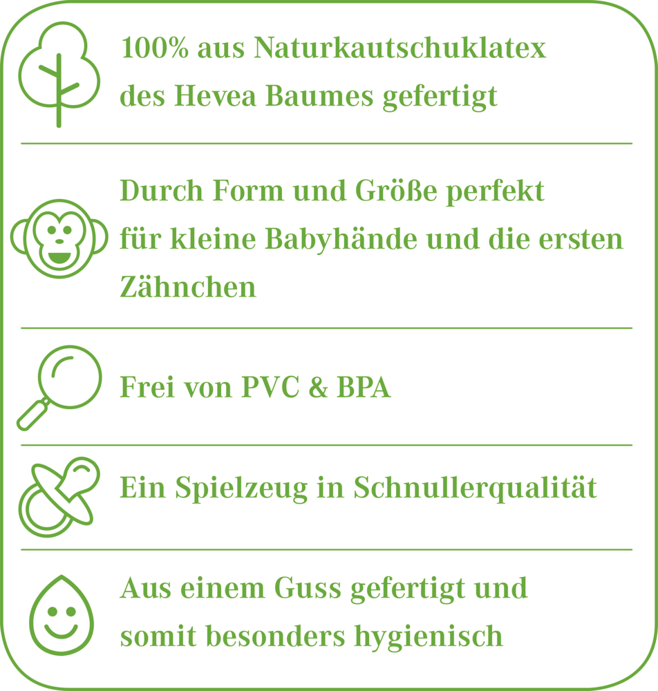Beißring aus Naturkautschuk "Affe Anton" BabyGlück